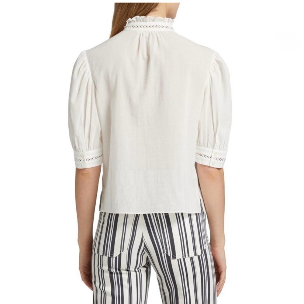 Frame The Ruffe Collar White Top Blouse size M - Picture 12 of 14